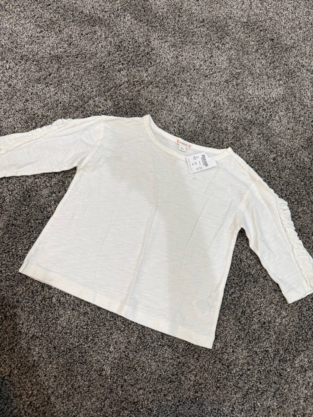 Crewcuts Cream Long Sleeve Top with Ruffle Trim